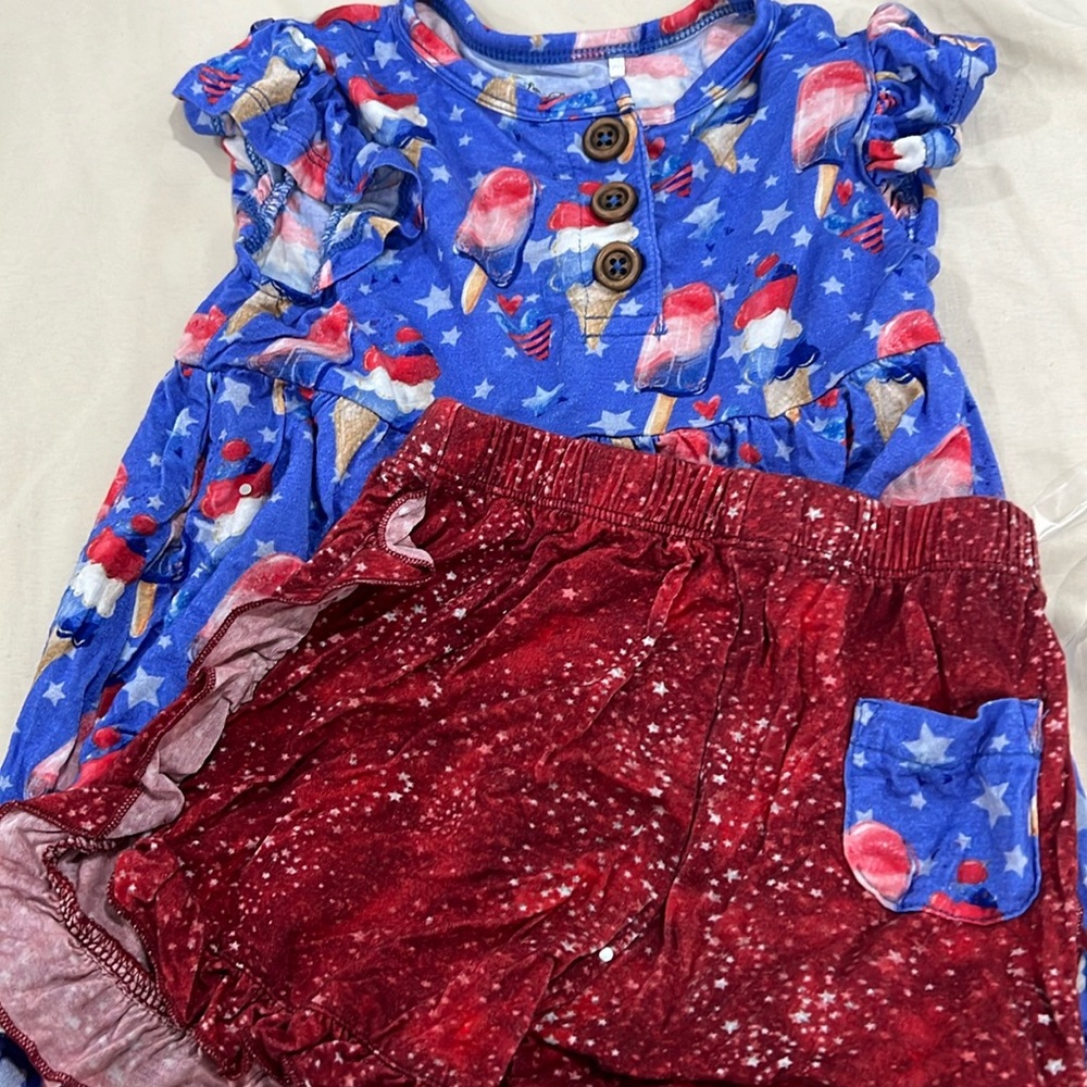 Little Dreamers Peplum Fourth of July short set